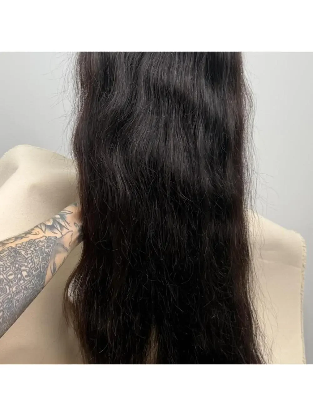 32in Dark Brown Glueless Front Lace Wig 5x5 Closure Long Straight Human Hair